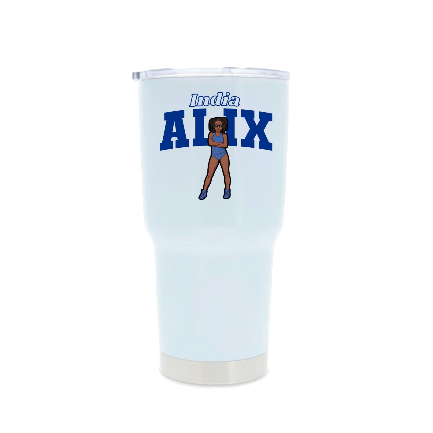 30oz Stainless Steel Tumbler — Name Arch in White