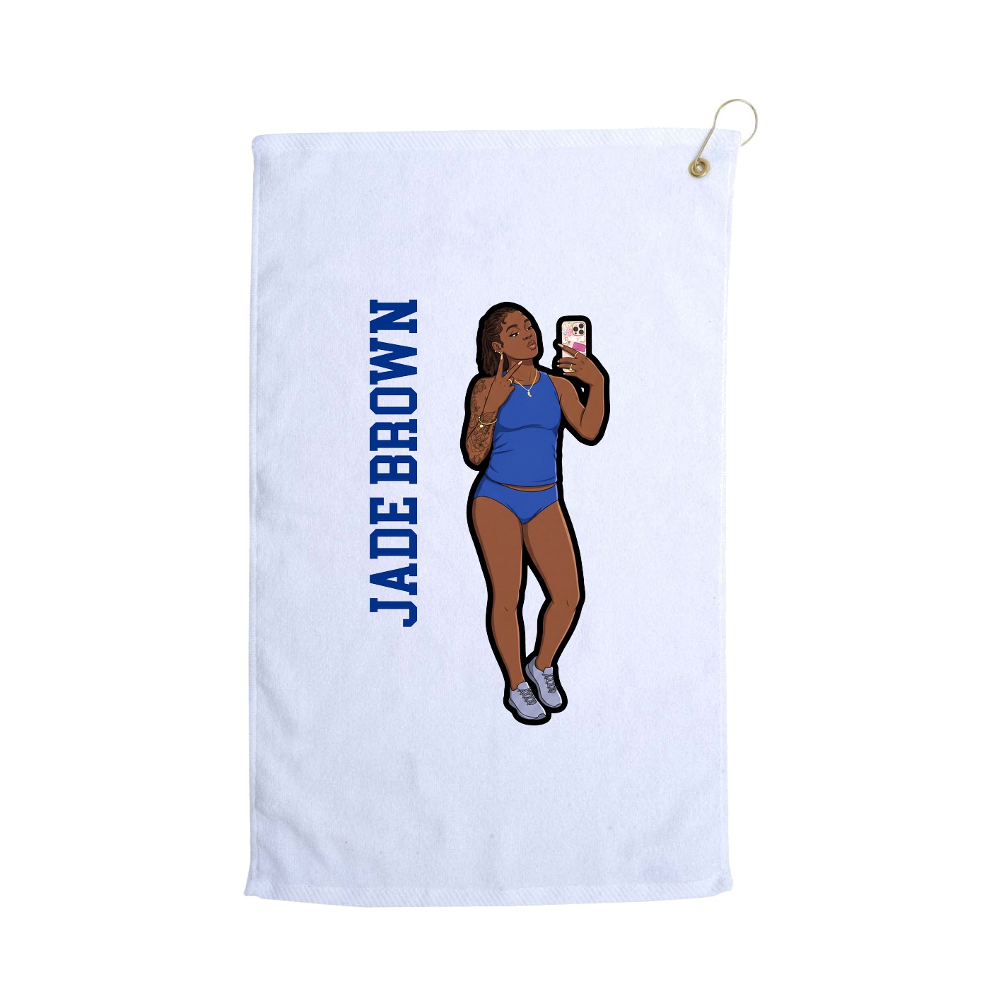 Golf Towel — Name Vertical in White