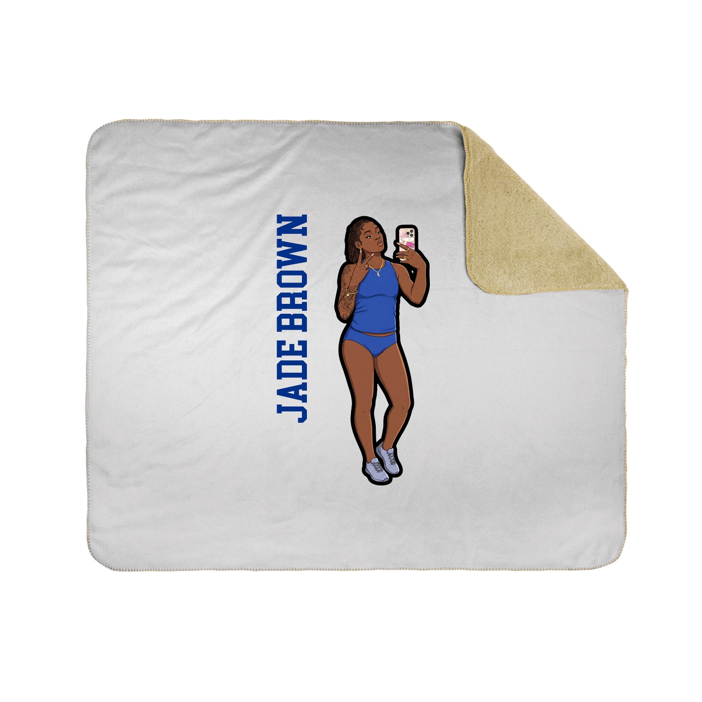 Throw Blanket — Name Vertical in White