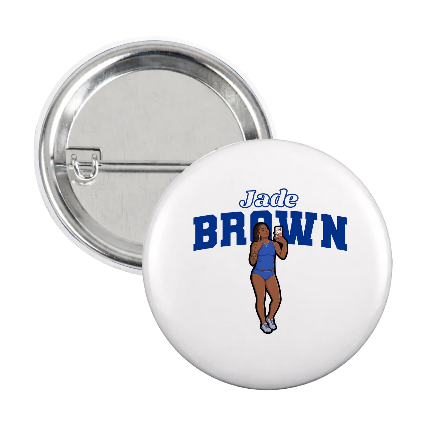 Game Day Button — Name Arch in White