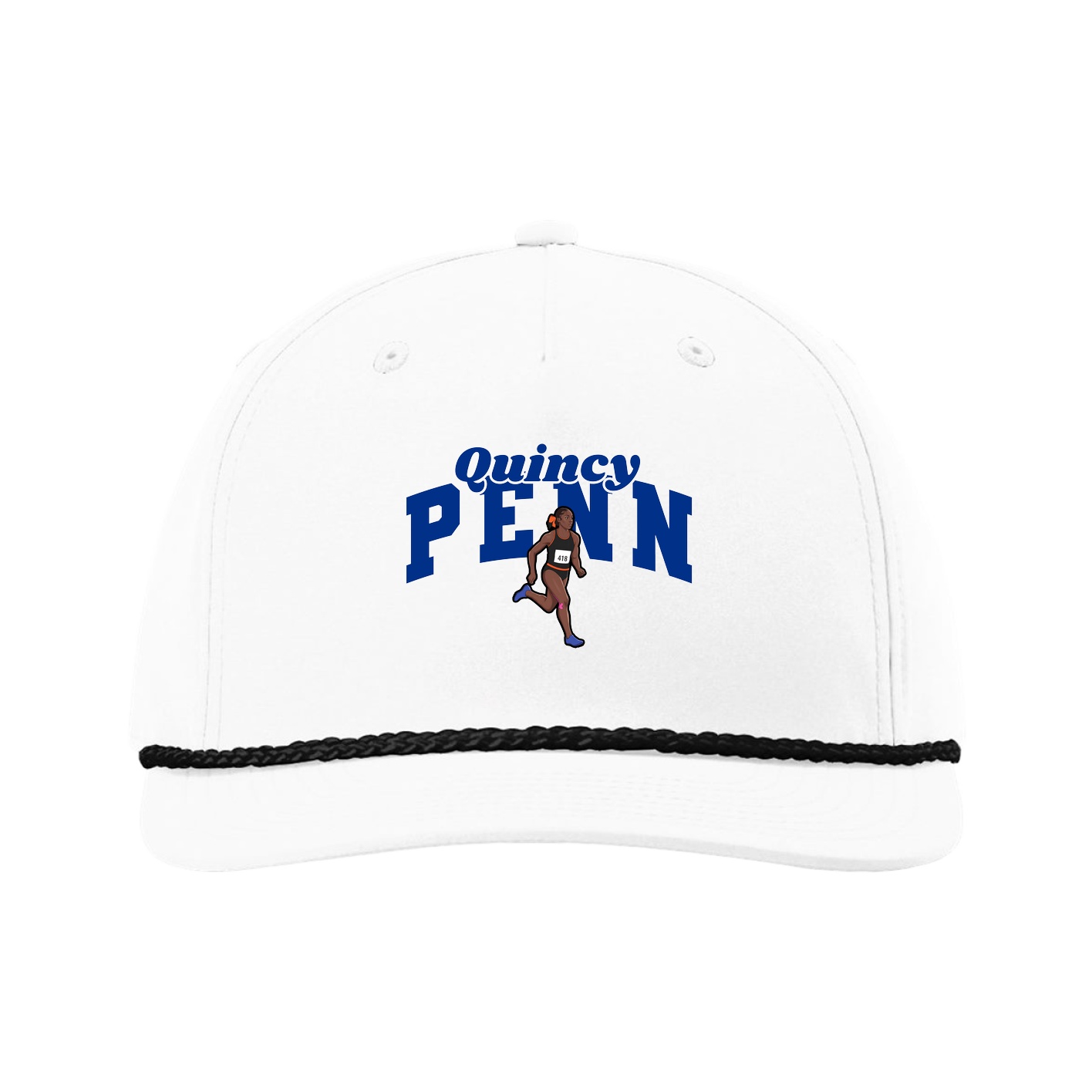Five-Panel Classic Rope Cap — Signature Arch in White