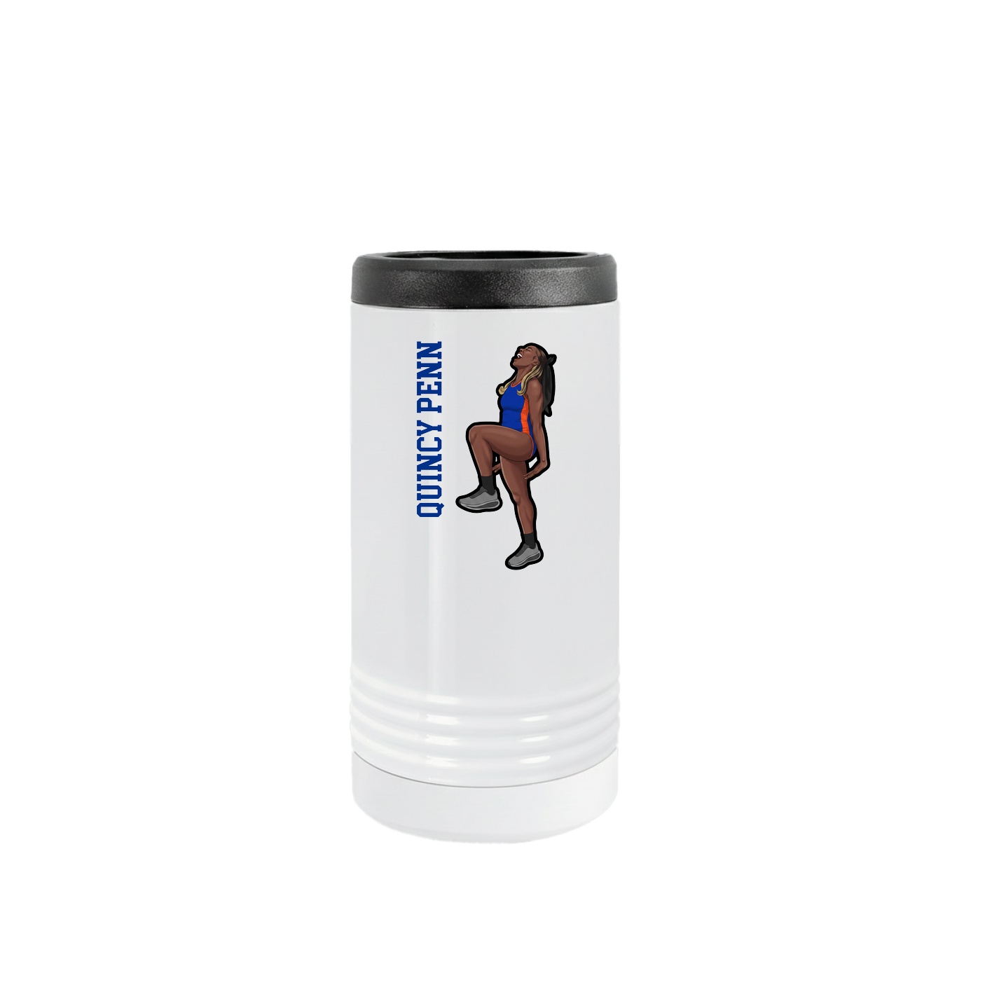 Slim Beverage Holder — Name Vertical in White