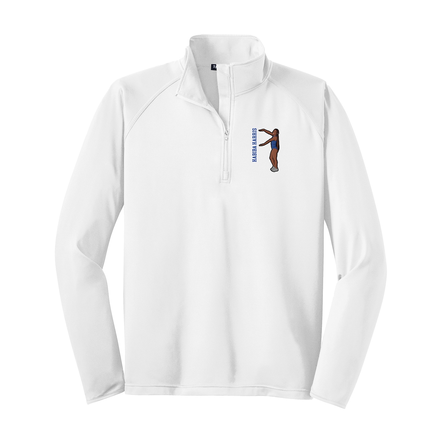 Q-Zip Pullover — Name Vertical in White