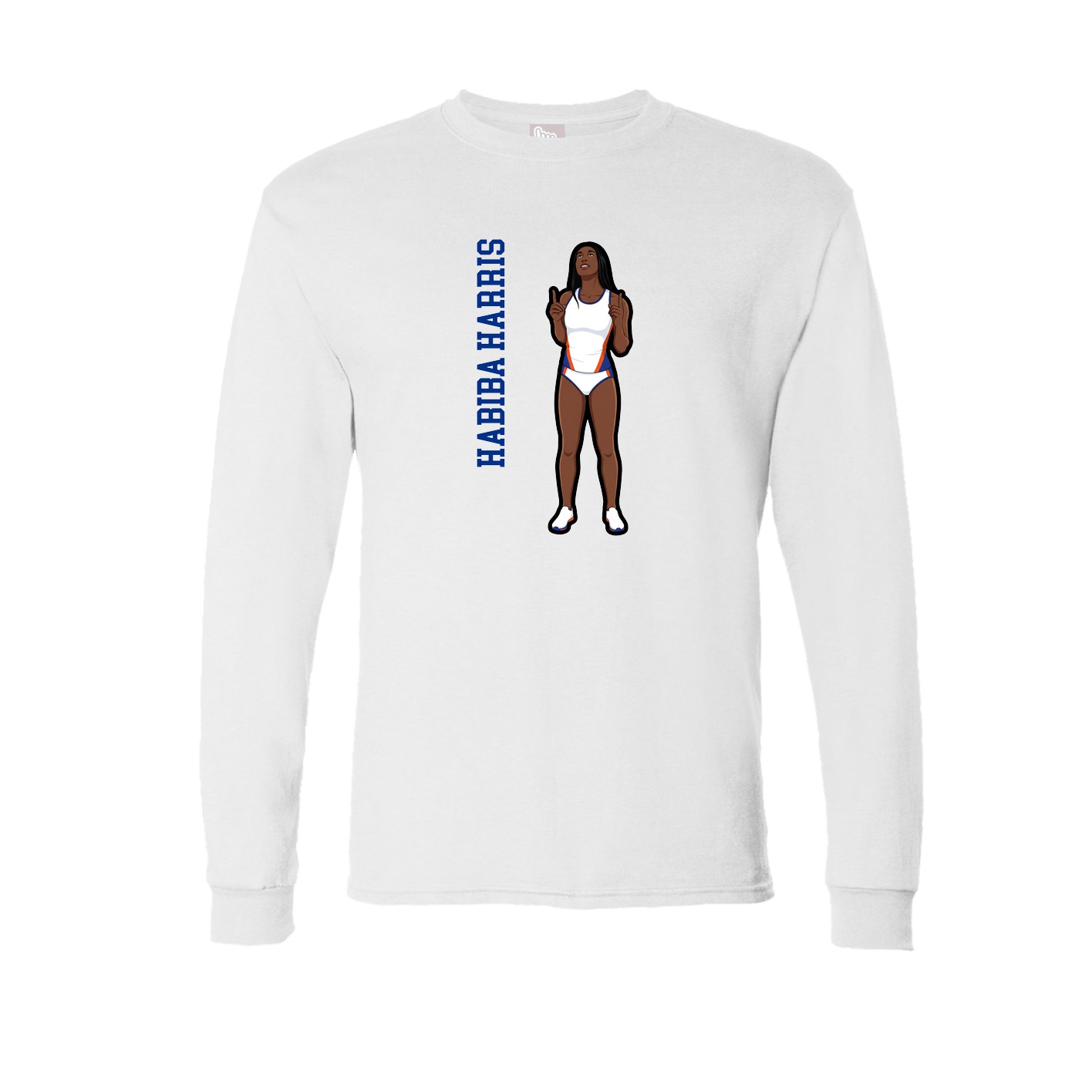 Long Sleeve Tee — Name Vertical in White