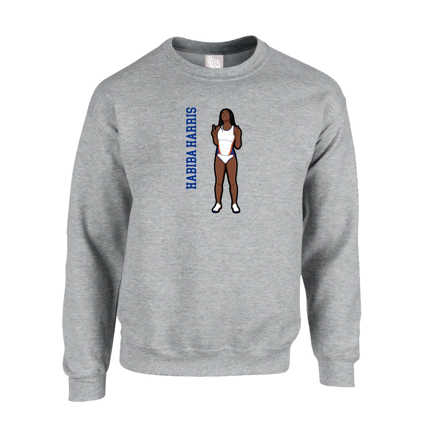 Fleece Crew — Name Vertical in Grey