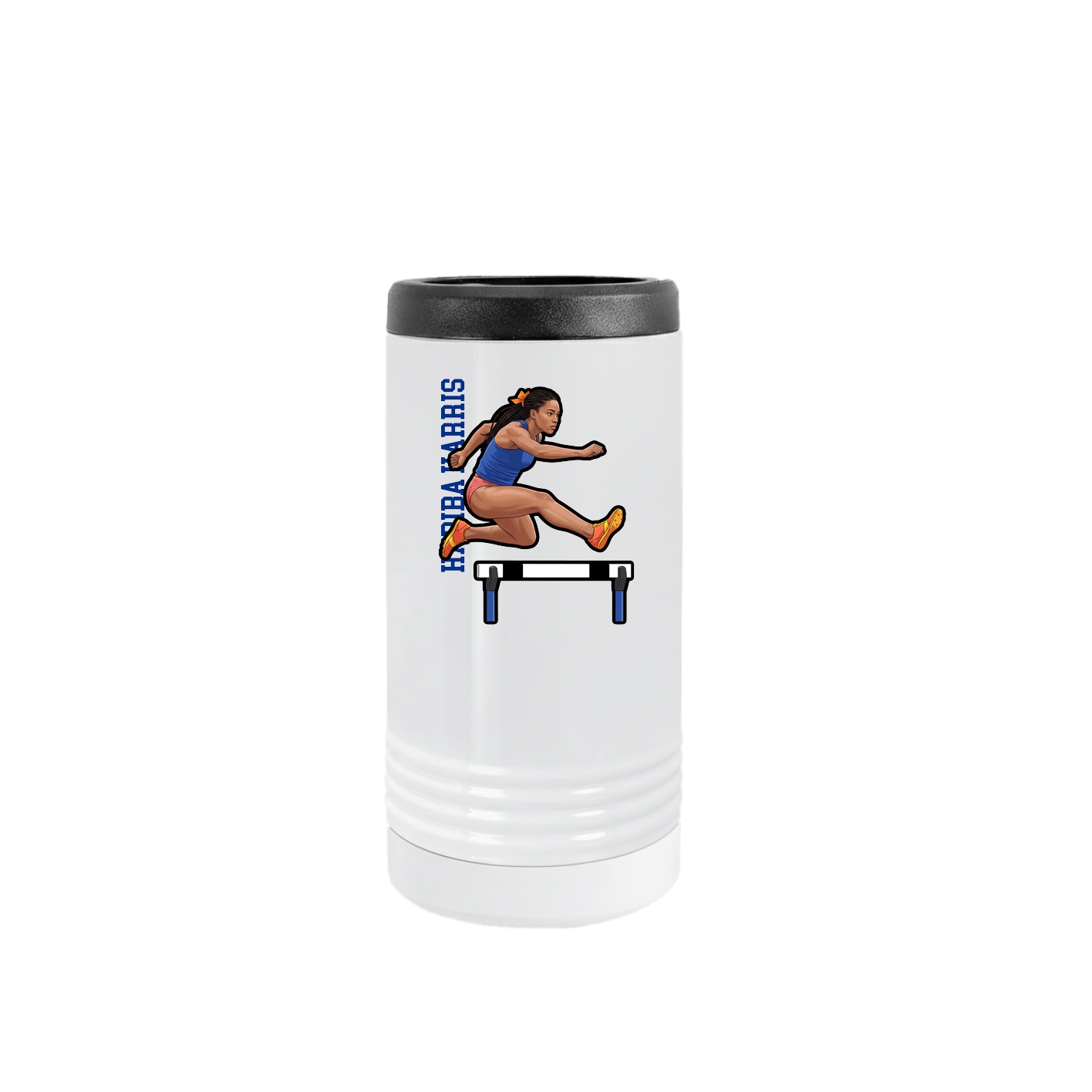 Slim Beverage Holder — Name Vertical in White