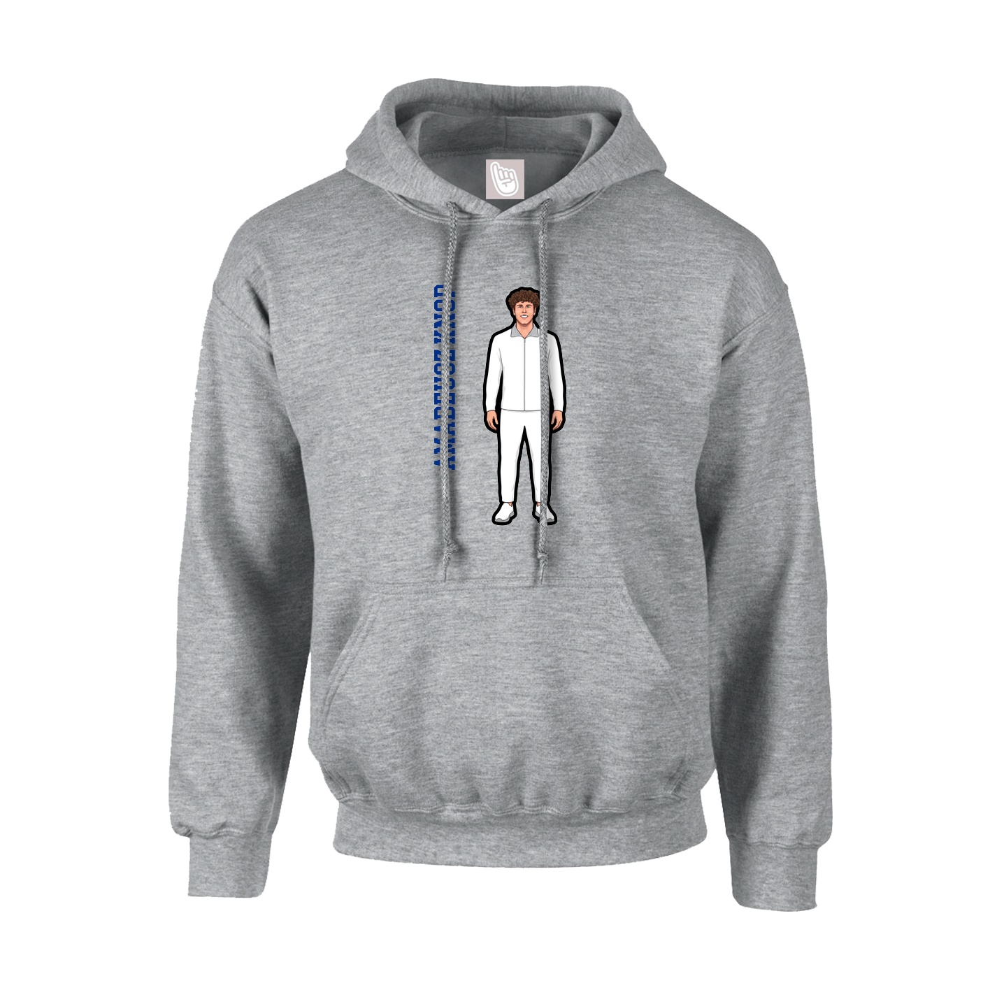 Hoodie — Name Vertical in Grey