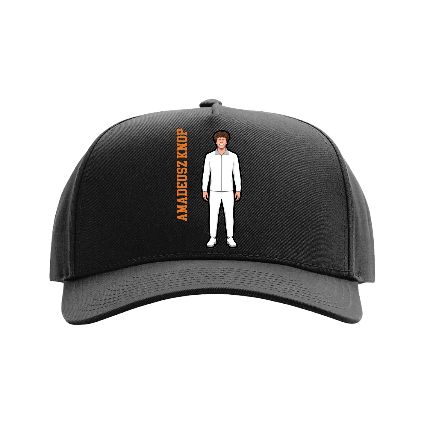 Full Fabric Five-Panel Champ Cap — Name Vertical in Black