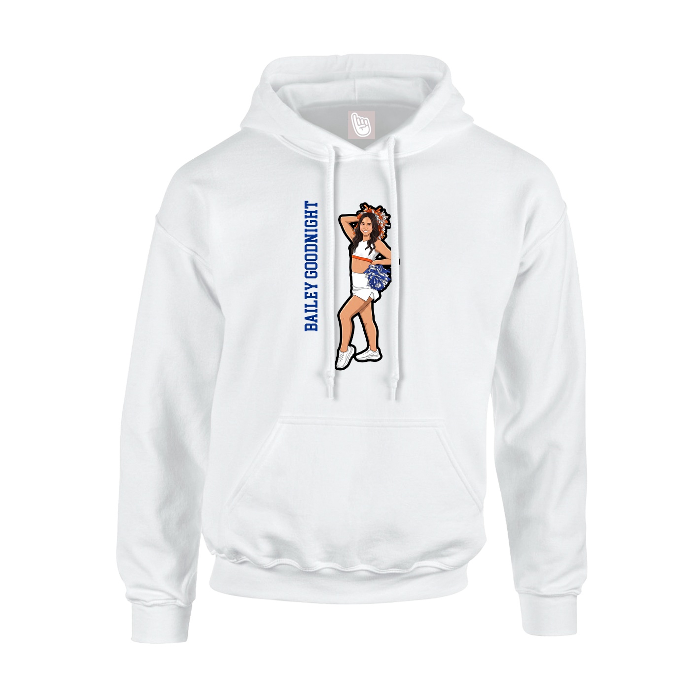 Youth Hoodie — Name Vertical in White