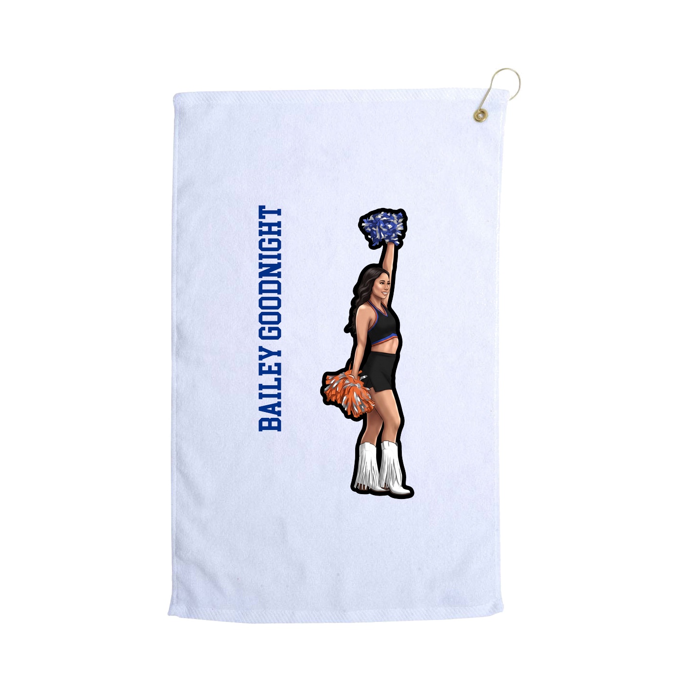 Golf Towel — Name Vertical in White