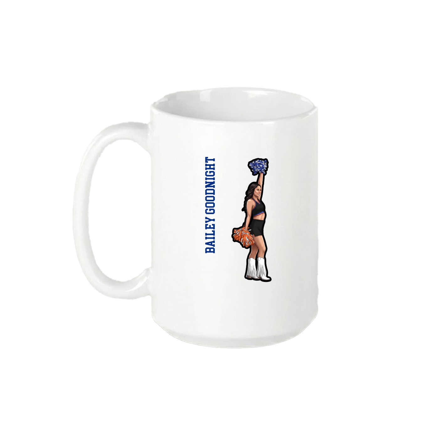 15oz Coffee Mug — Name Vertical in White