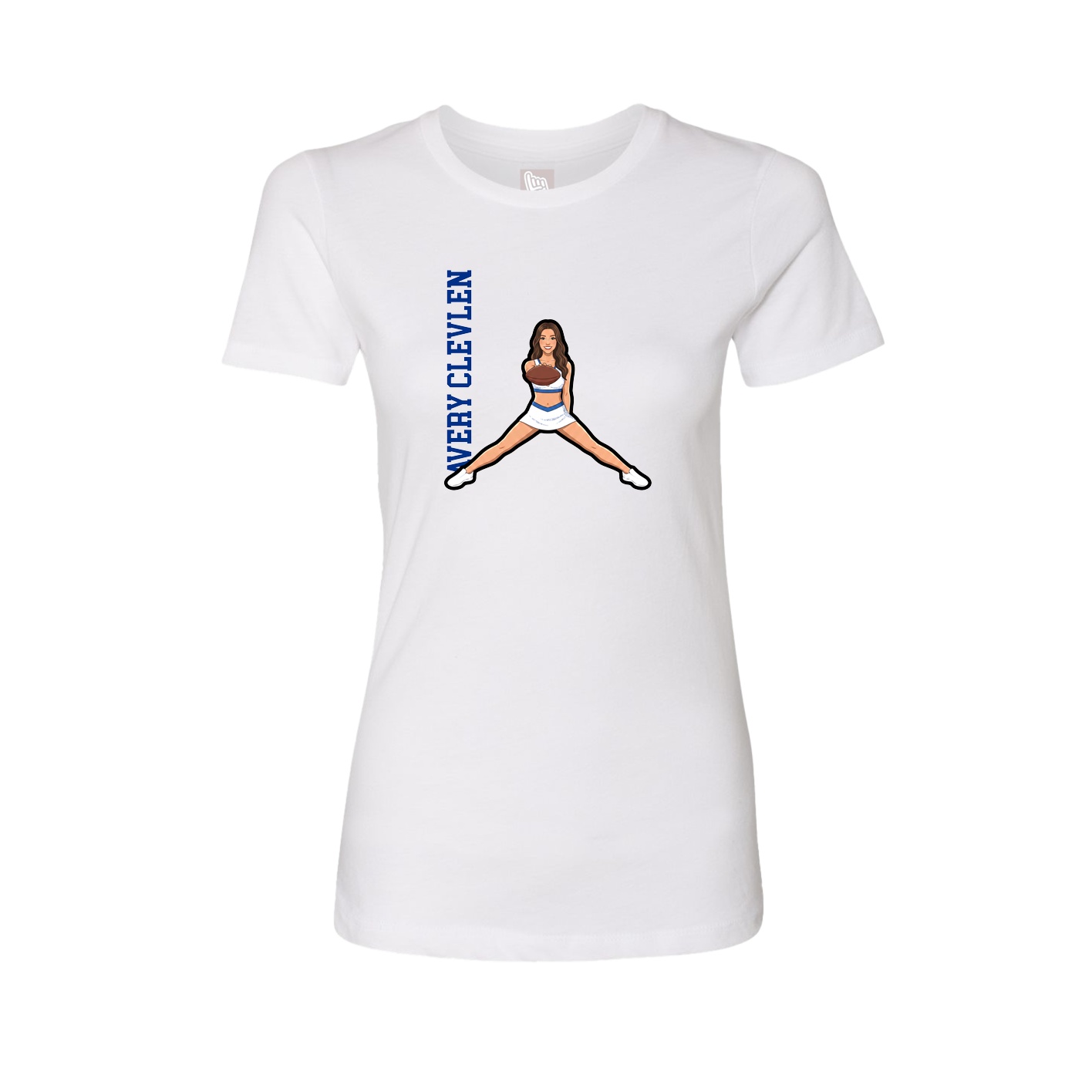 Fitted Women's Tee — Name Vertical in White
