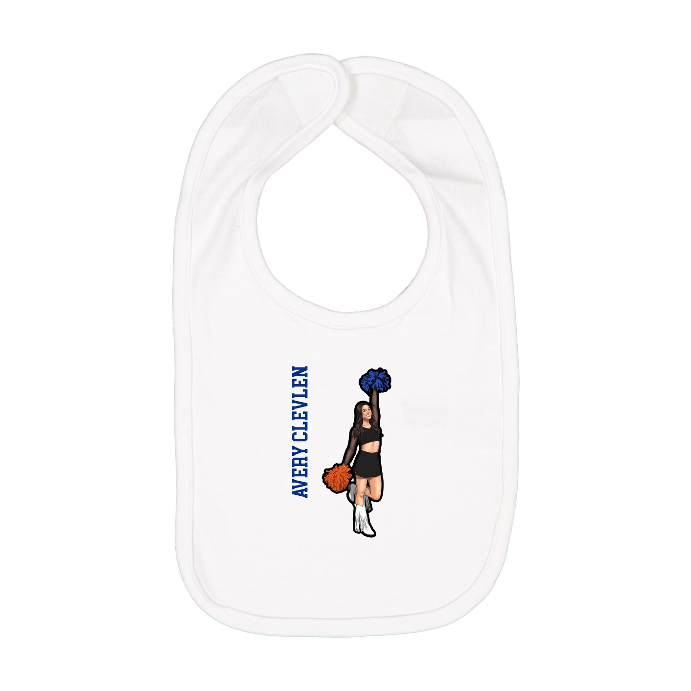 Infant Bib — Name Vertical in White