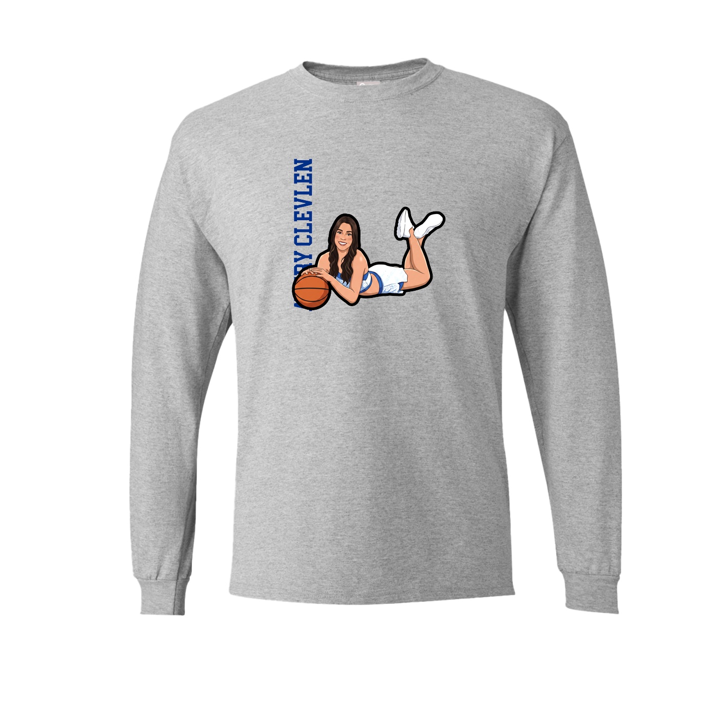 Long Sleeve Tee — Name Vertical in Grey