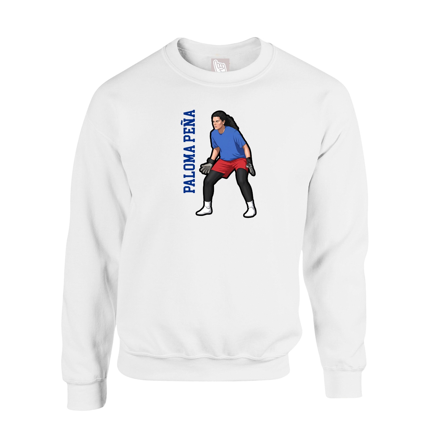 Fleece Crew — Name Vertical in White