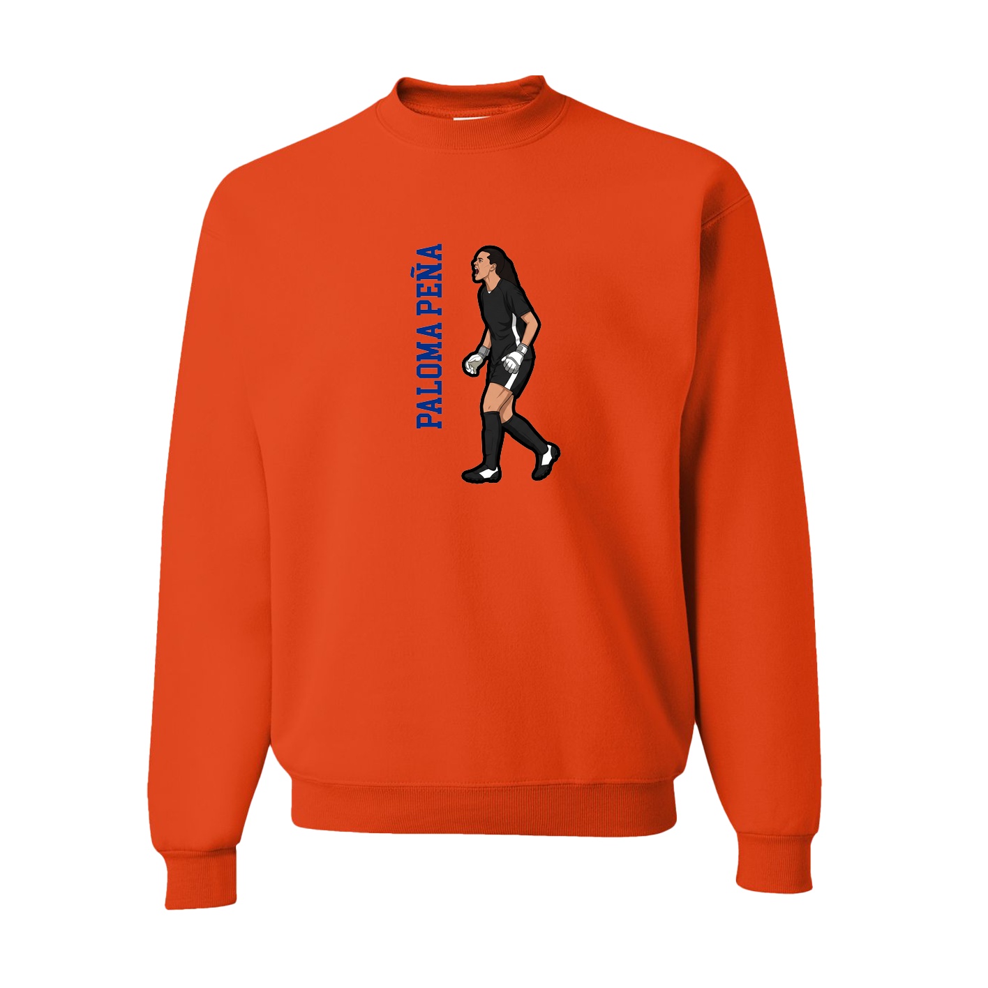 Fleece Crew — Name Vertical in Orange