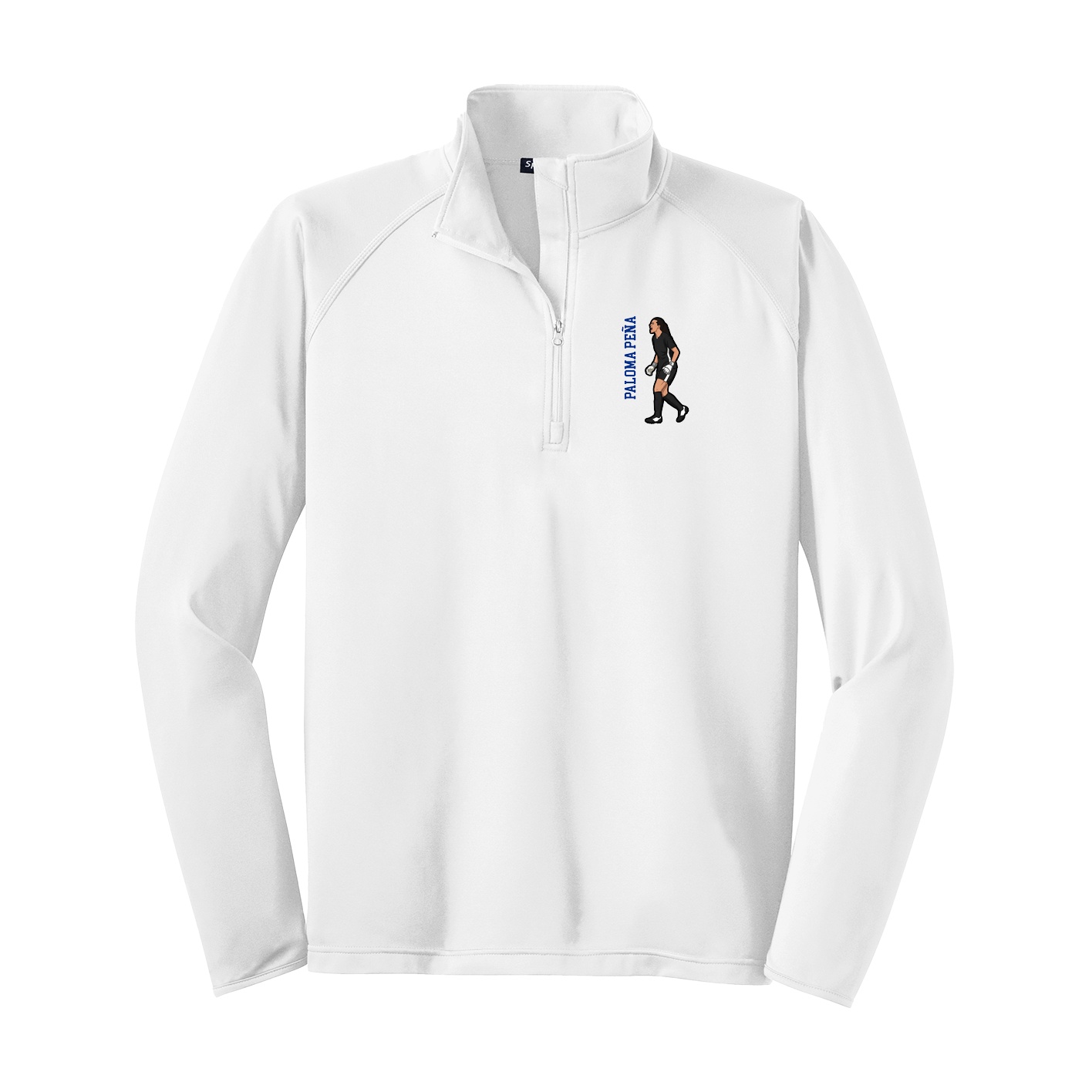 Q-Zip Pullover — Name Vertical in White