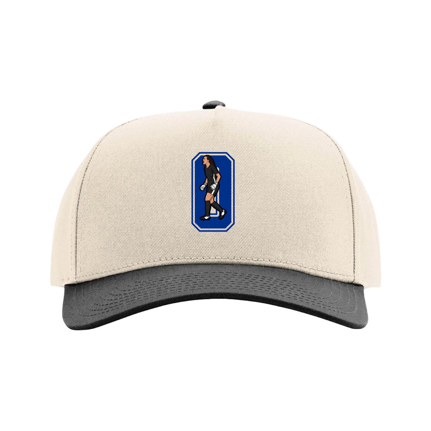 Full Fabric Five-Panel Champ Cap — Number in Cream/Black
