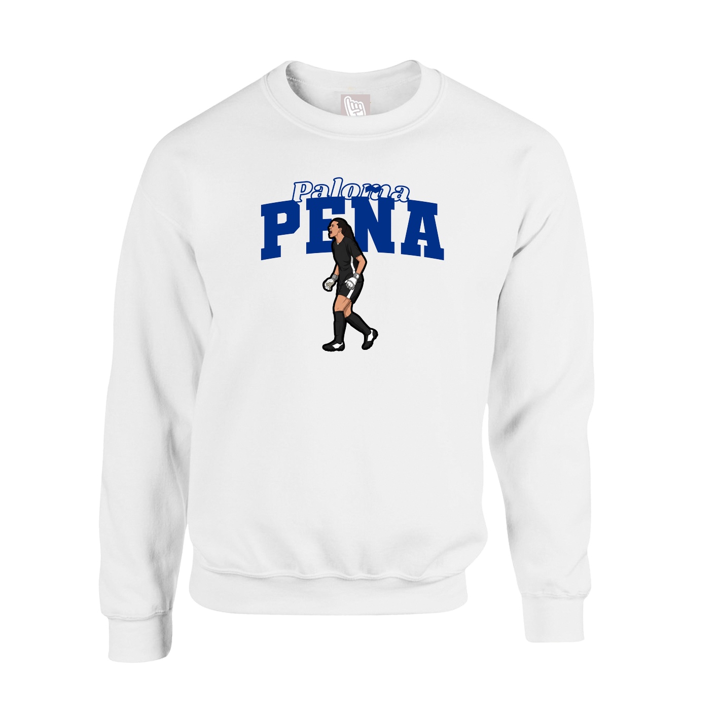 Fleece Crew — Name Arch in White