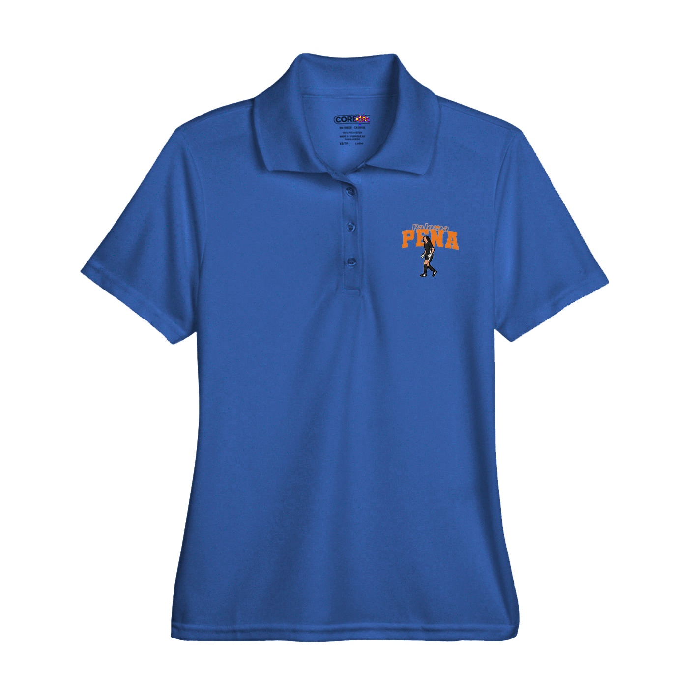 Womens Performance Polo — Name Arch in Royal