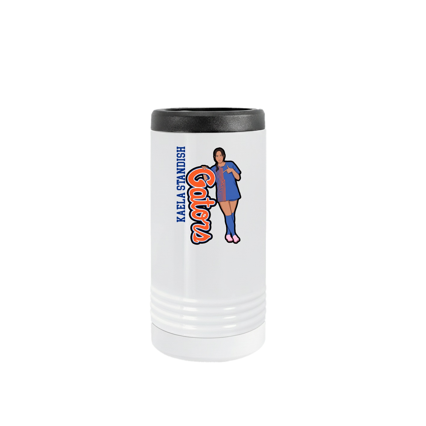 Slim Beverage Holder — Name Vertical in White