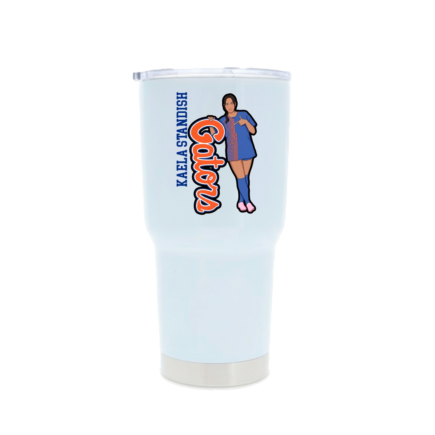 30oz Stainless Steel Tumbler — Name Vertical in White
