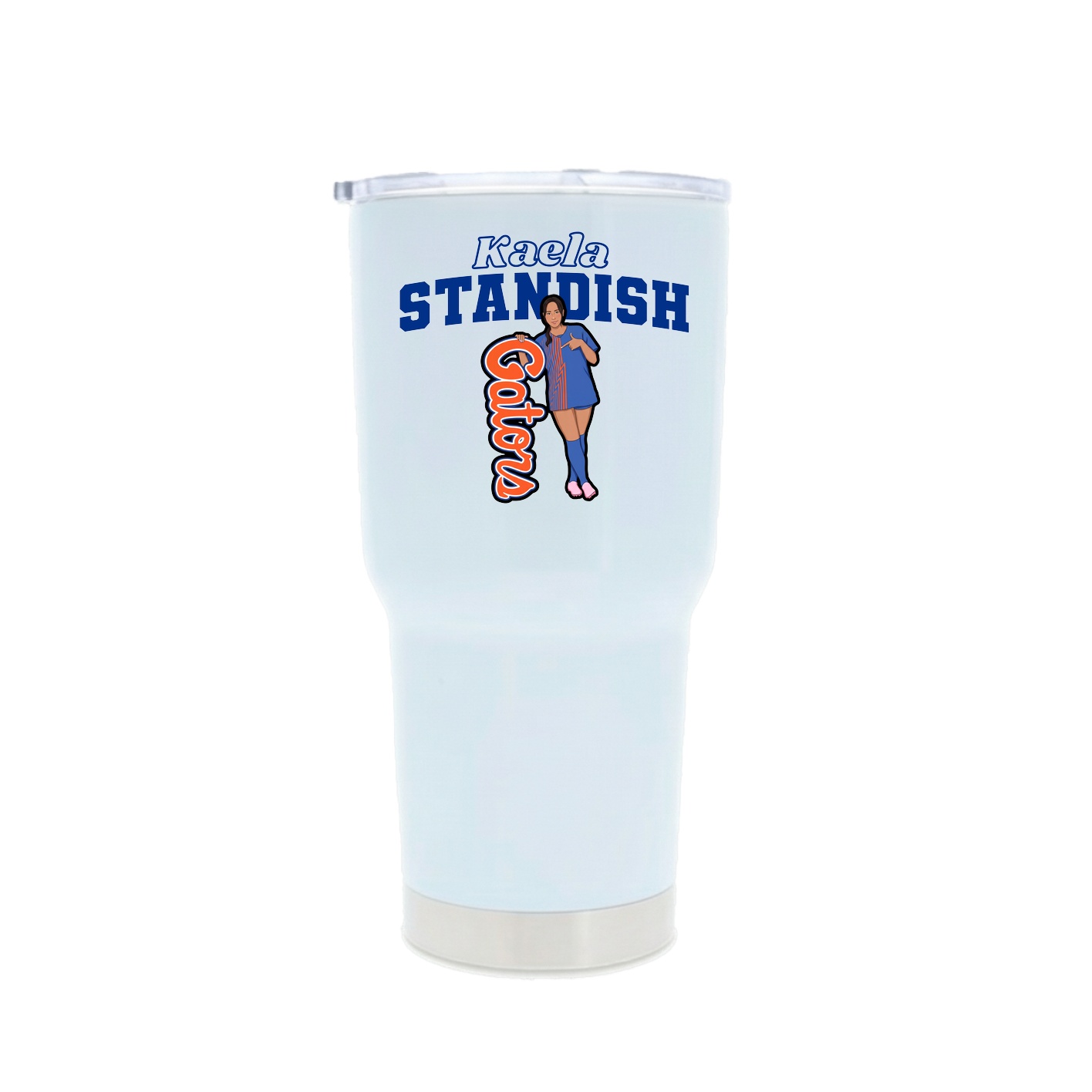 30oz Stainless Steel Tumbler — Name Arch in White