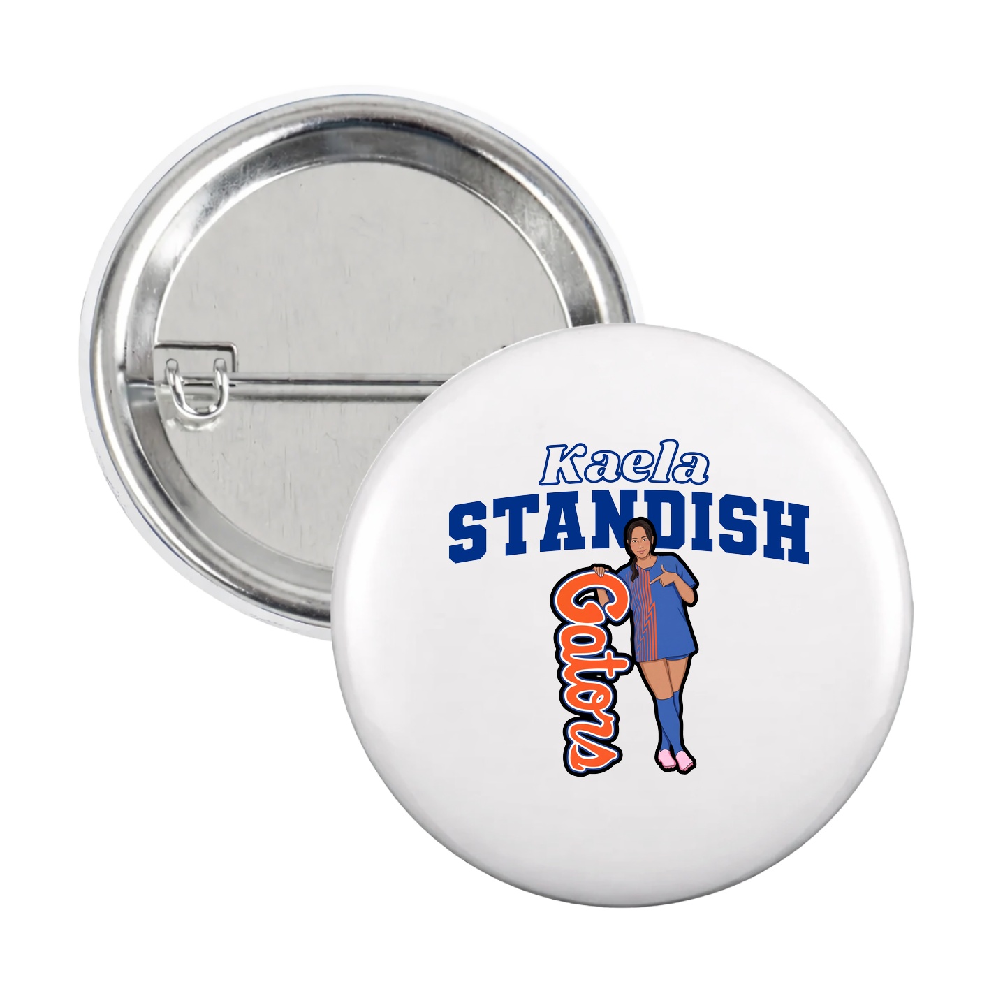 Game Day Button — Name Arch in White