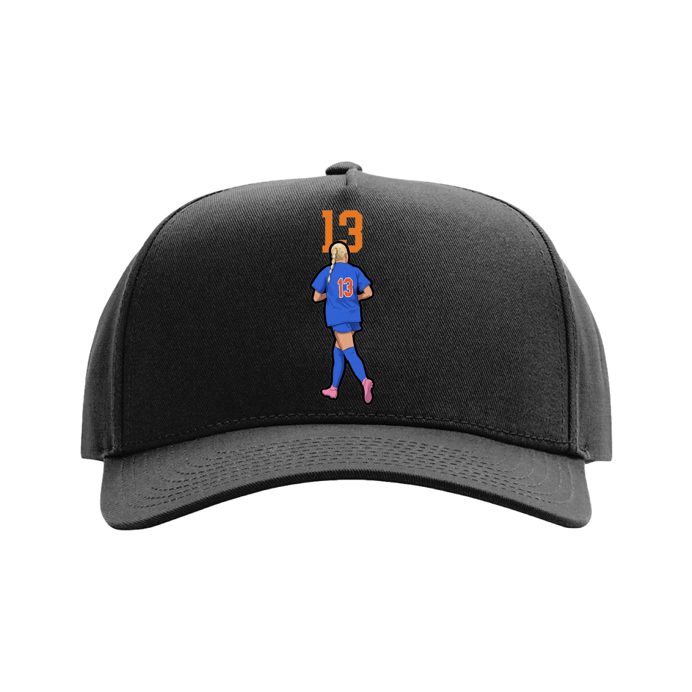 Full Fabric Five-Panel Champ Cap — Number Top in Black
