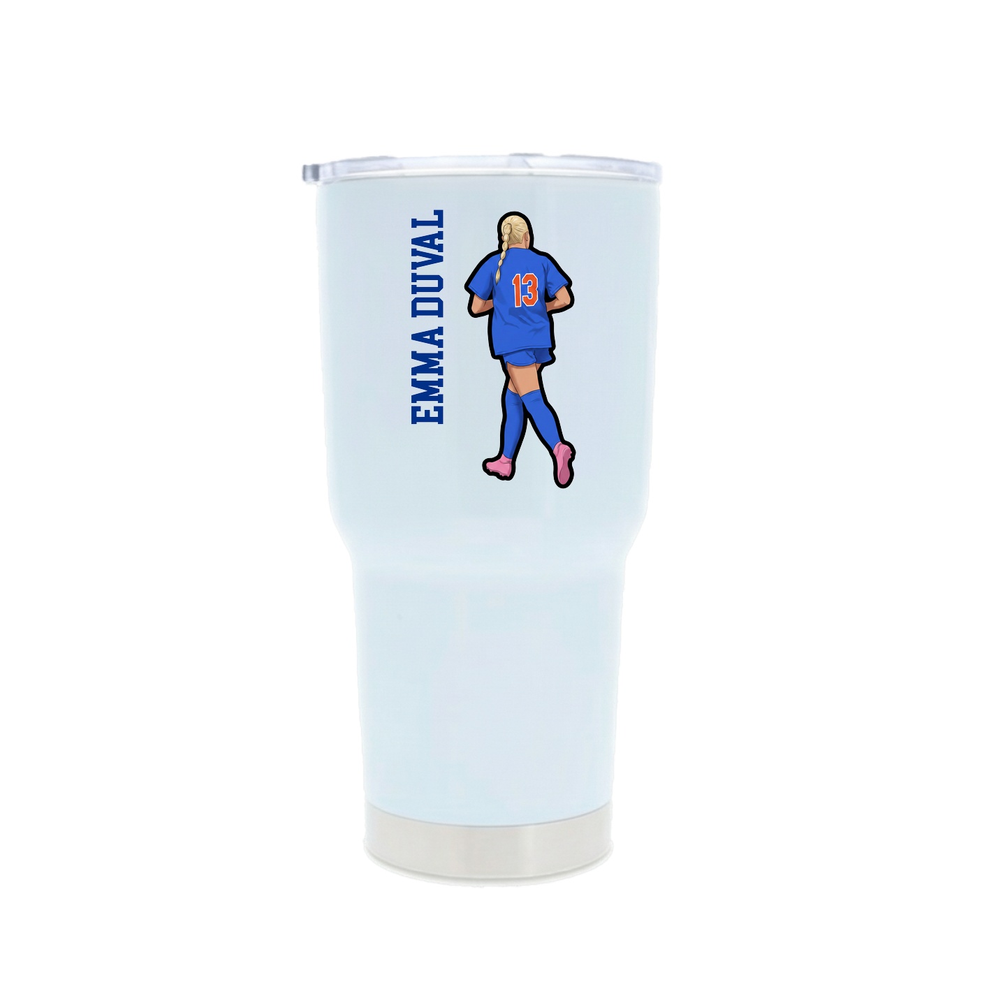 30oz Stainless Steel Tumbler — Name Vertical in White
