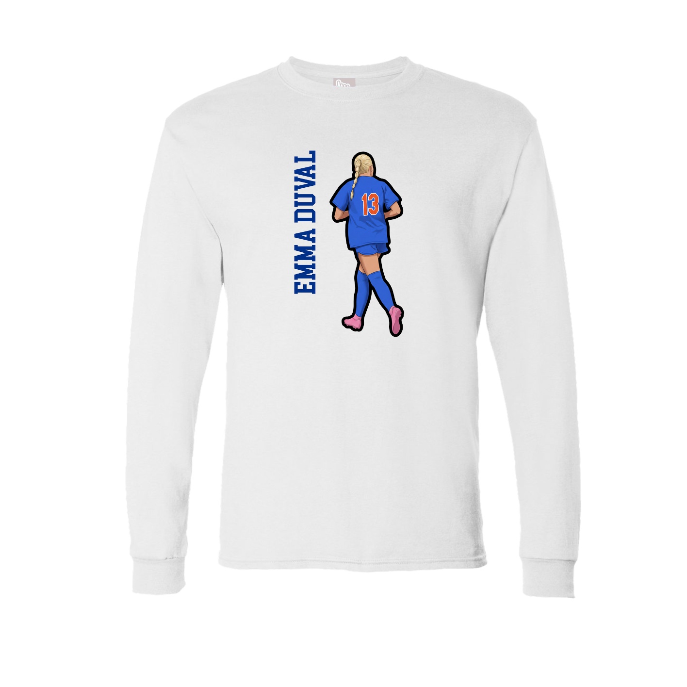 Long Sleeve Tee — Name Vertical in White