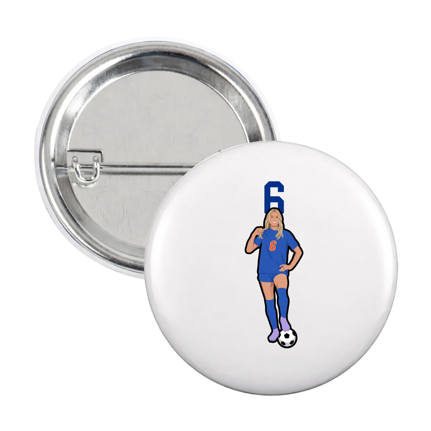 Game Day Button — Number Top in White