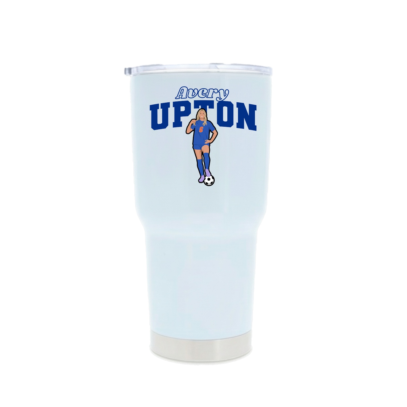 30oz Stainless Steel Tumbler — Name Arch in White