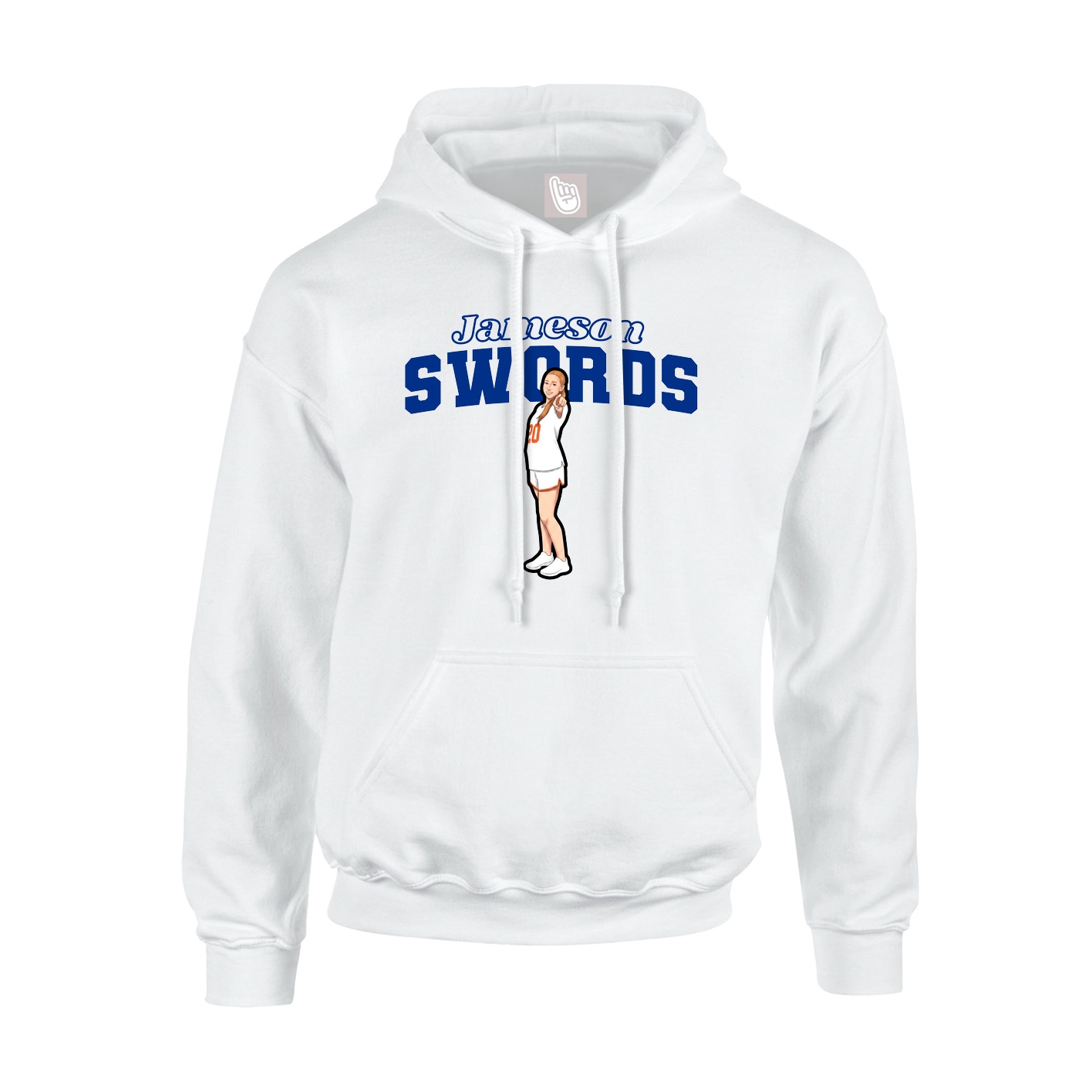 Youth Hoodie — Name Arch in White