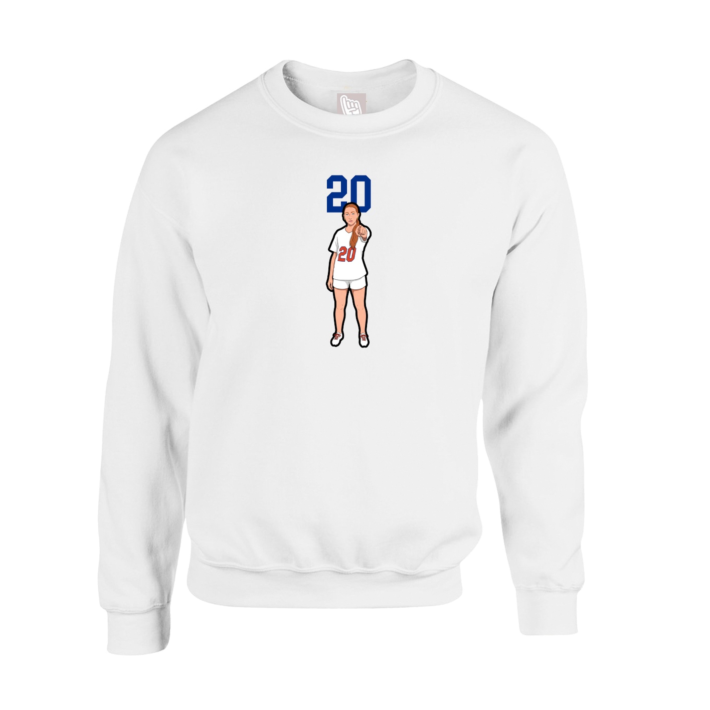 Fleece Crew — Number Top in White
