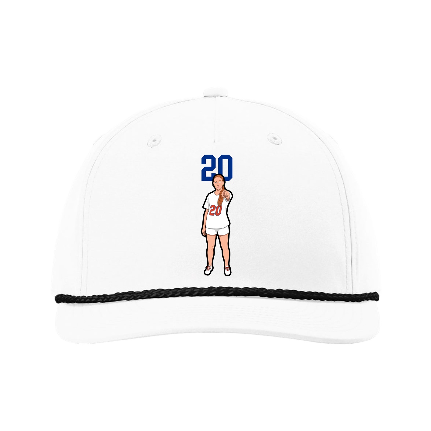 Five-Panel Classic Rope Cap — Number Top in White