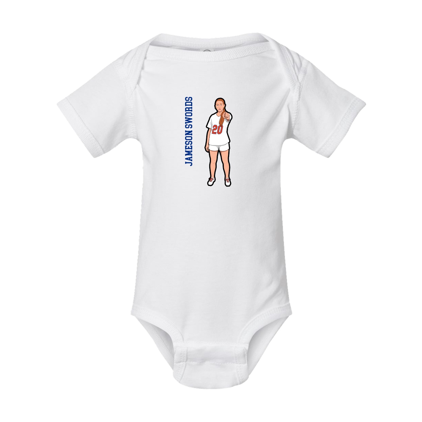 Baby Onesie — Name Vertical in White