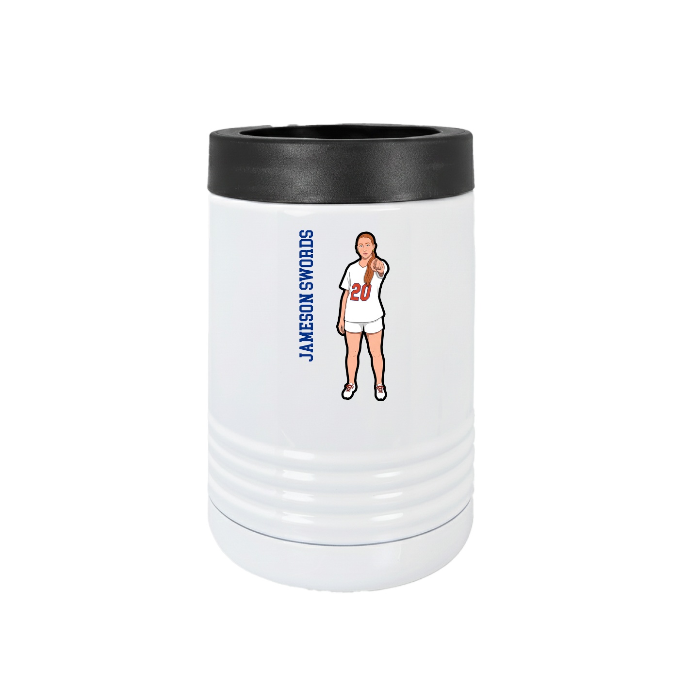 Beverage Holder — Name Vertical in White