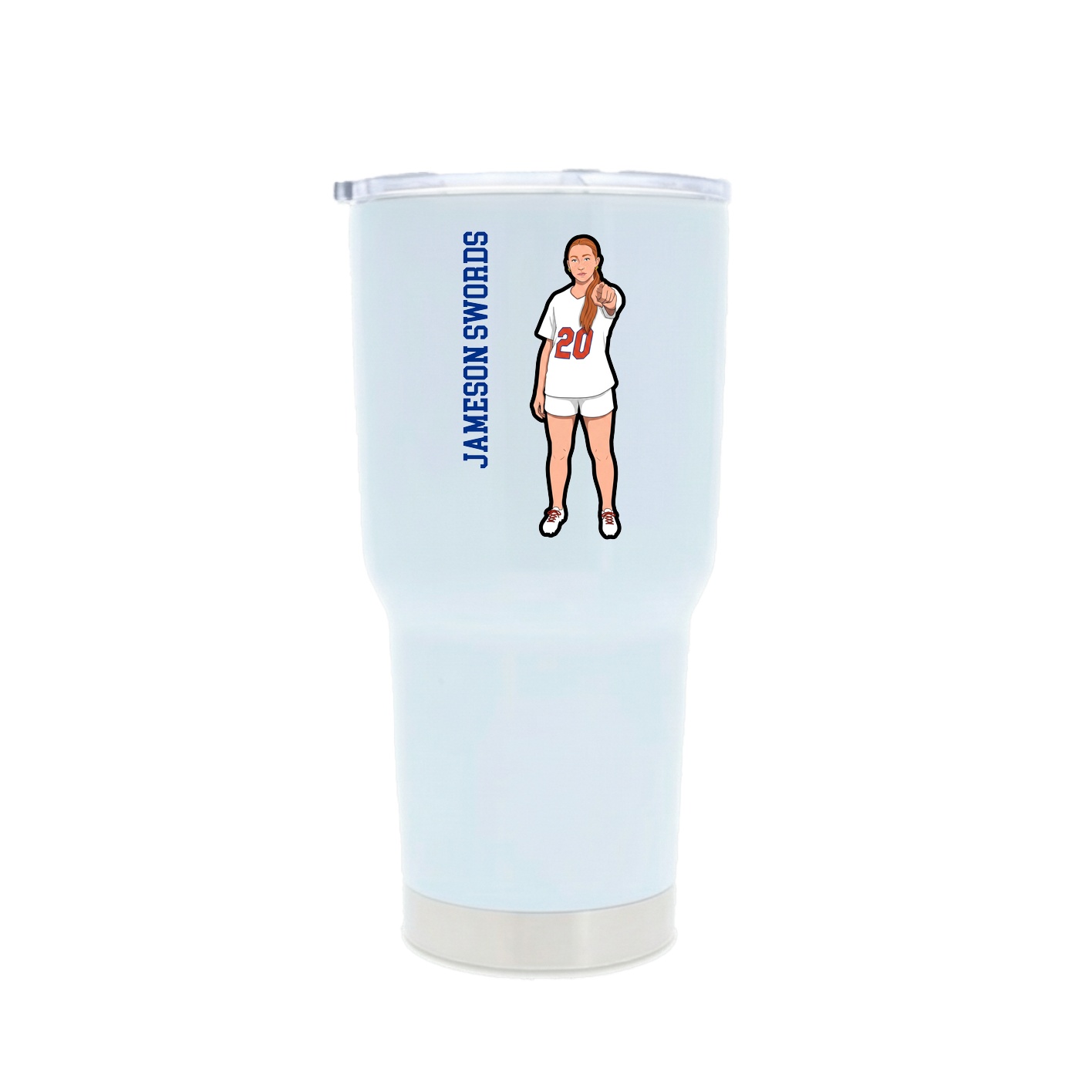 30oz Stainless Steel Tumbler — Name Vertical in White