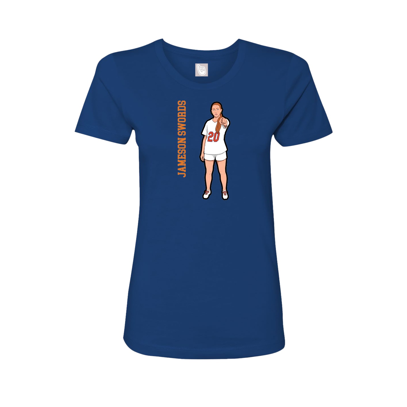 Womens Tee — Name Vertical in Royal