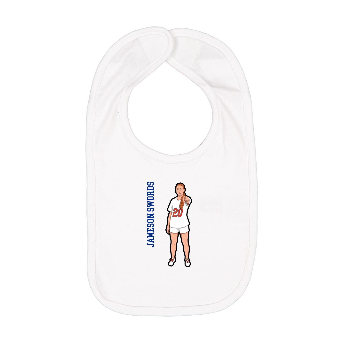 Infant Bib — Name Vertical in White