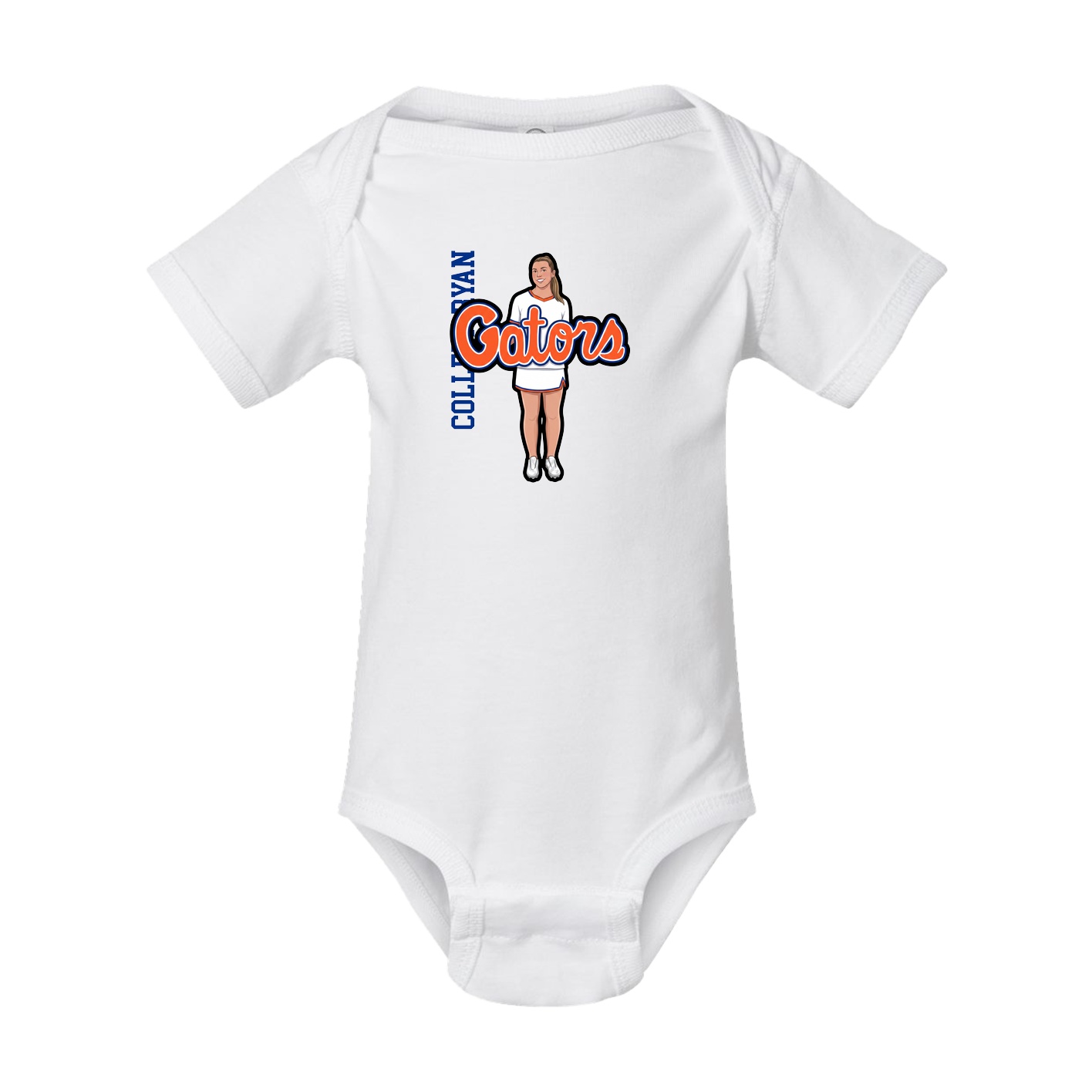Baby Onesie — Name Vertical in White