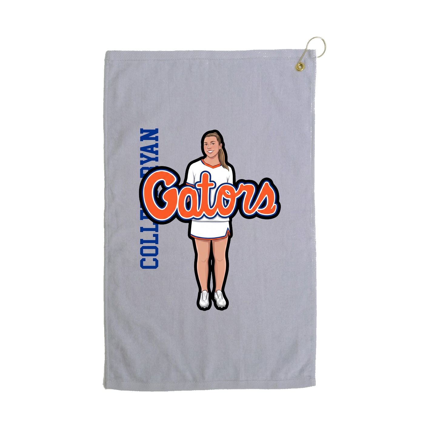 Golf Towel — Name Vertical in Grey