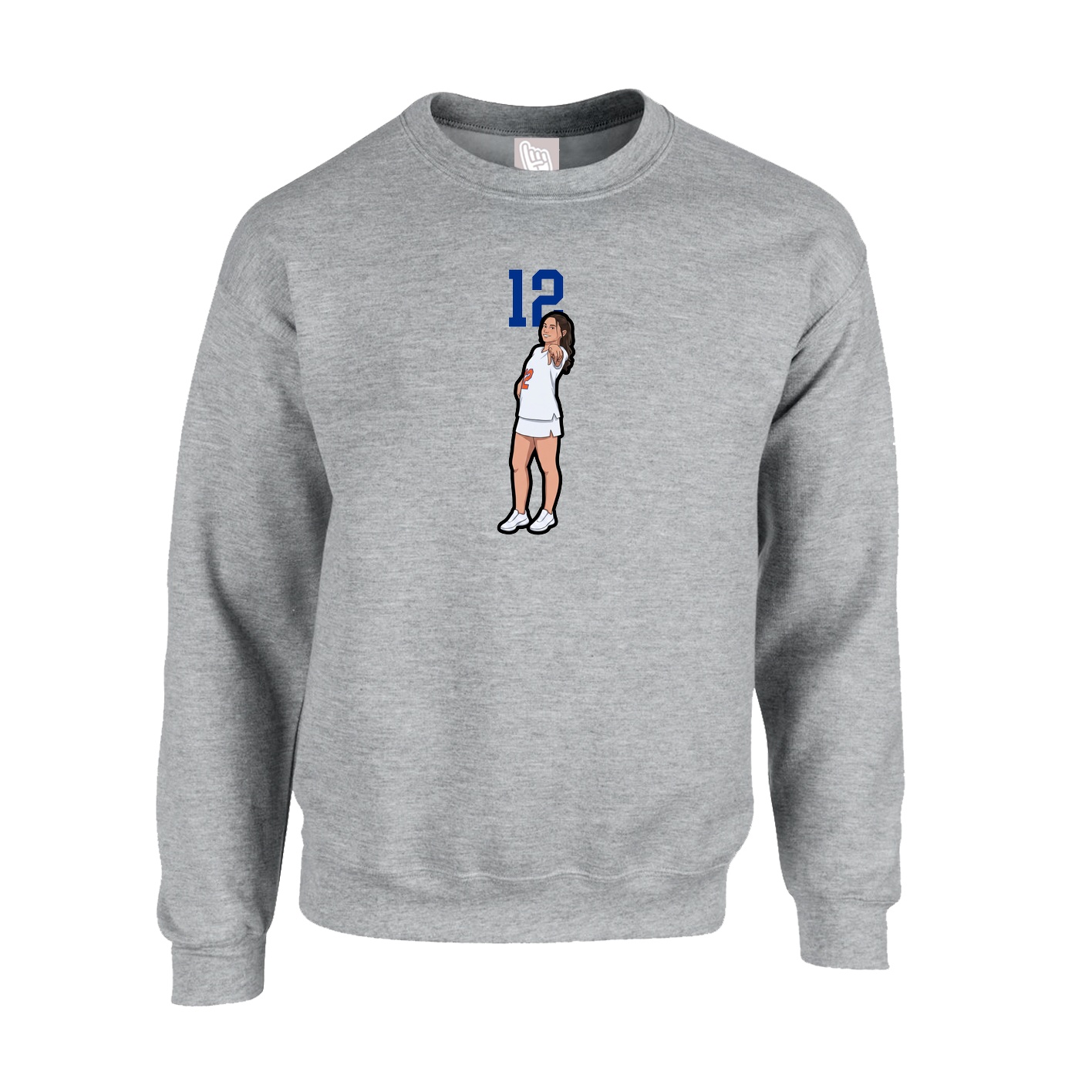 Fleece Crew — Number Top in Grey