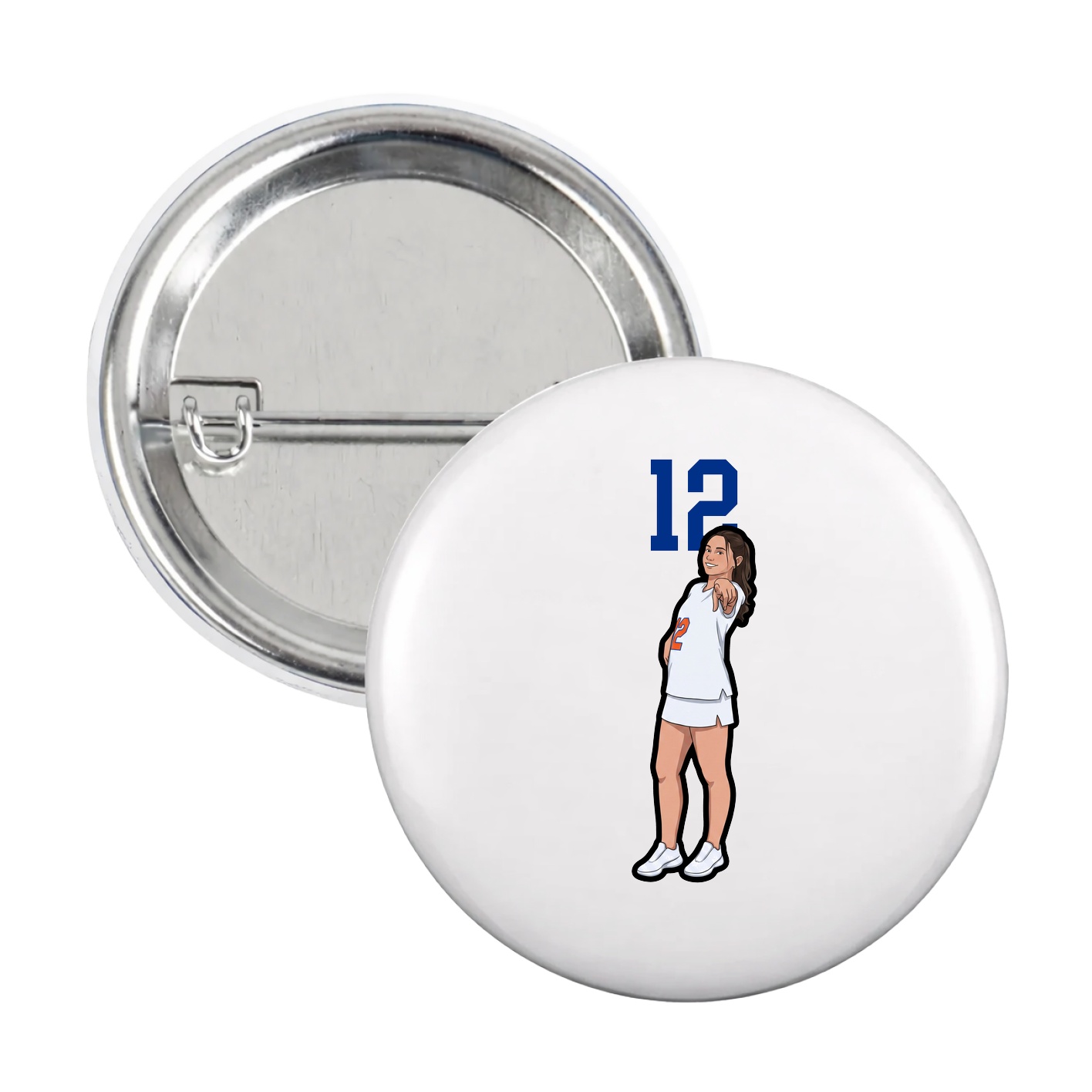 Game Day Button — Number Top in White