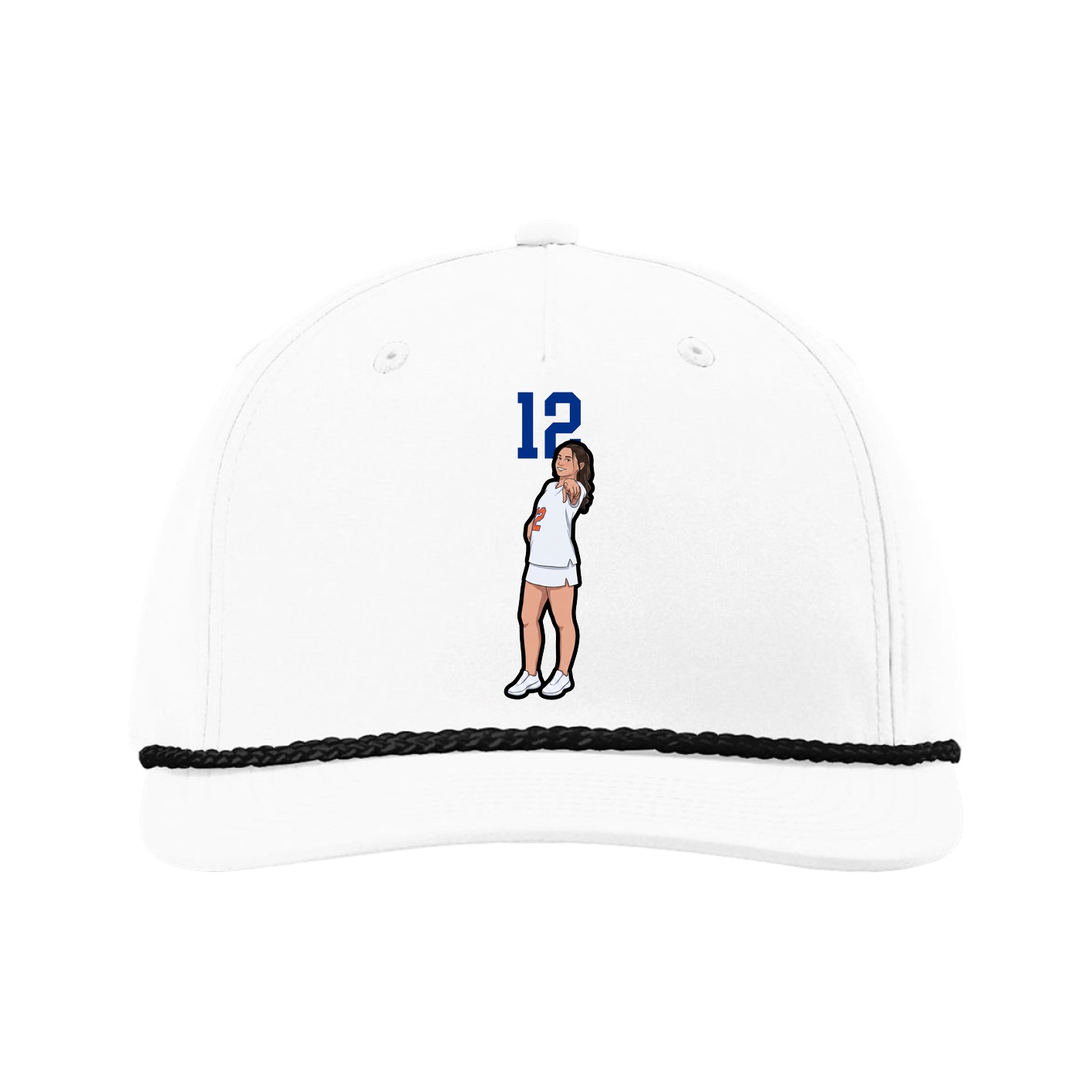 Five-Panel Classic Rope Cap — Number Top in White