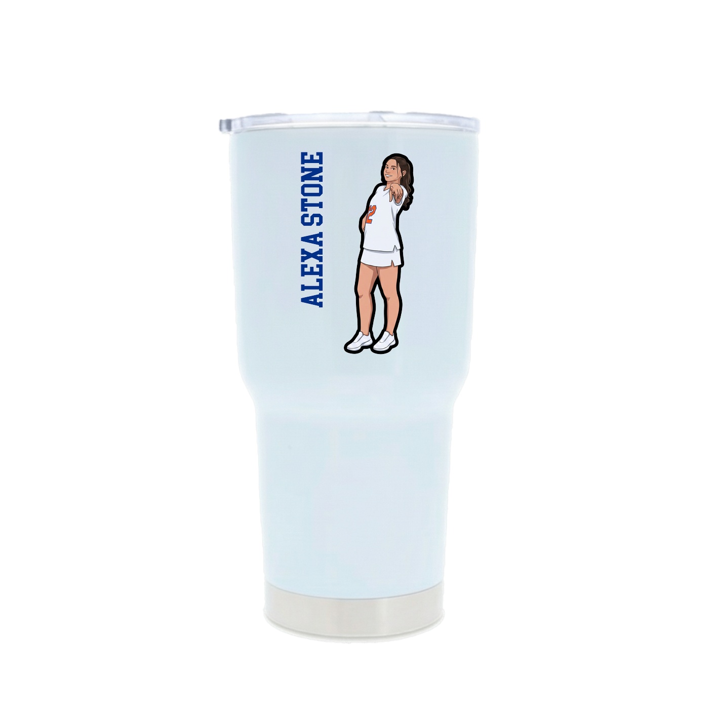 30oz Stainless Steel Tumbler — Name Vertical in White