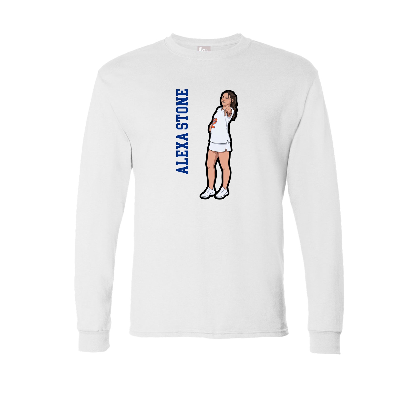 Long Sleeve Tee — Name Vertical in White