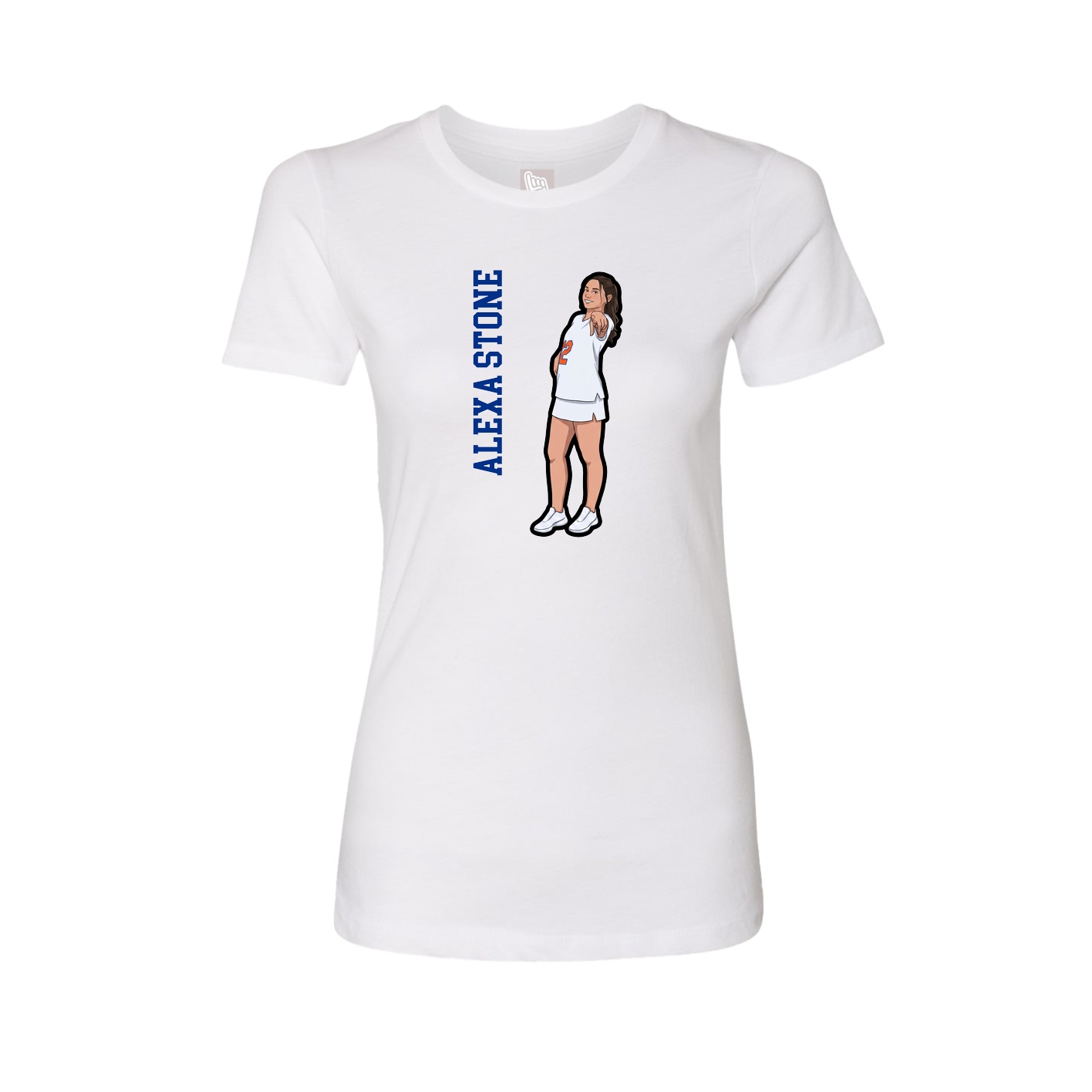 Fitted Women's Tee — Name Vertical in White
