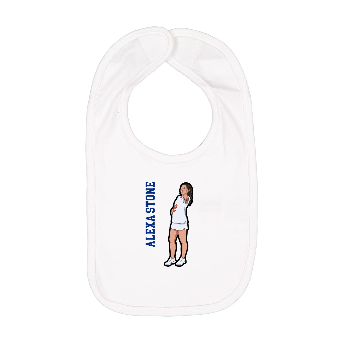 Infant Bib — Name Vertical in White
